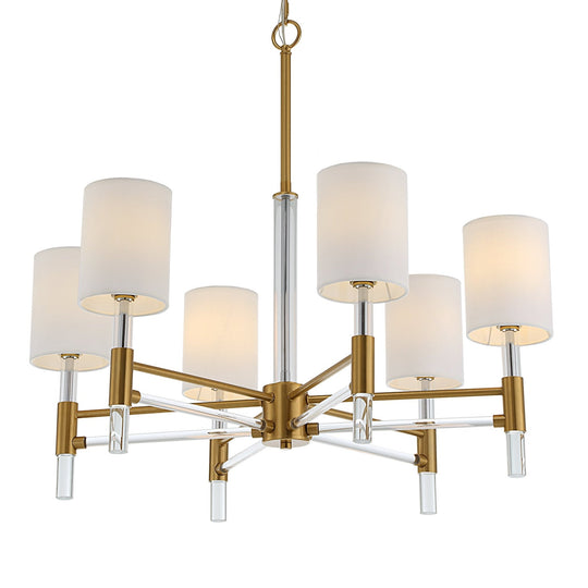 WELKIN BRASS + ACRYLIC 6 LIGHT CHANDELIER