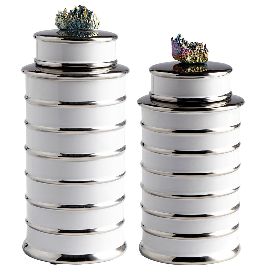 WHITE CERAMIC CRYSTAL TOP CONTAINERS