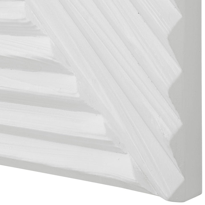 WHITE GEOMETRIC CARVED WOOD WALL PANEL