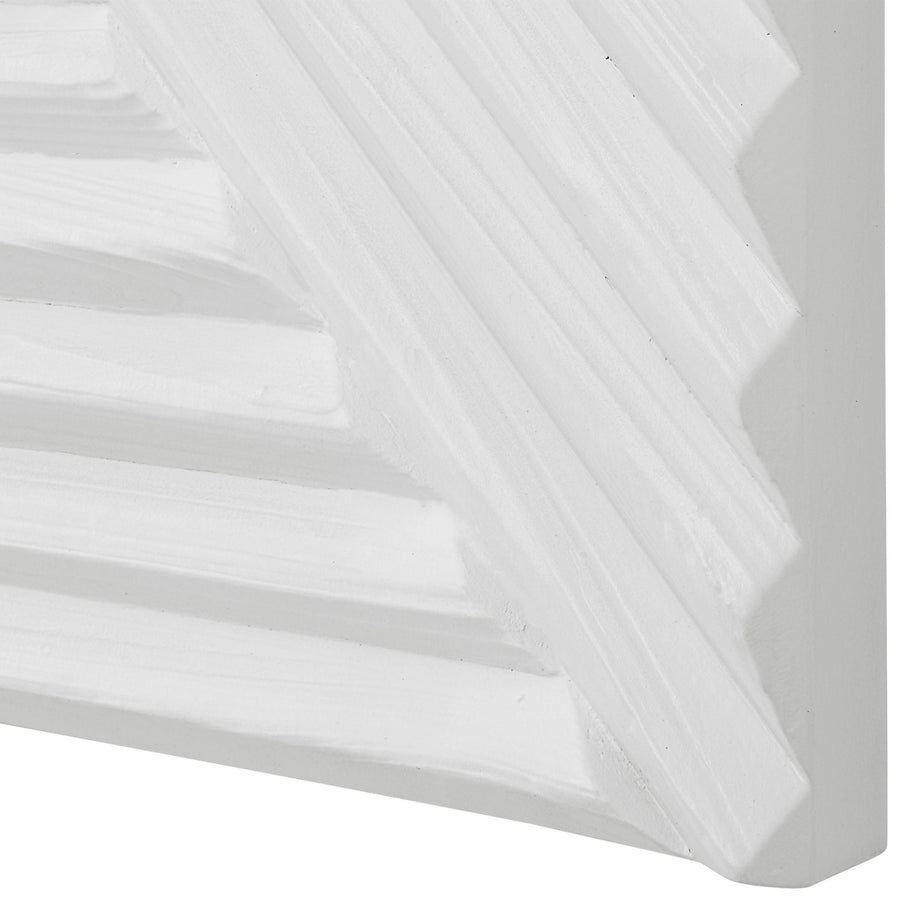 WHITE GEOMETRIC CARVED WOOD WALL PANEL