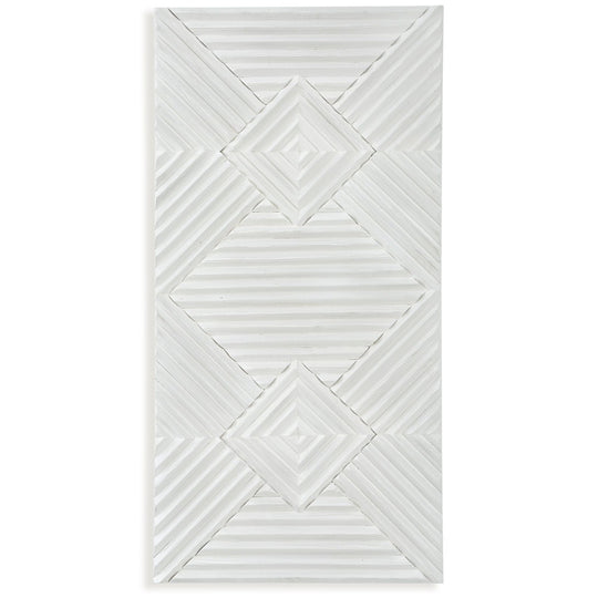 WHITE GEOMETRIC CARVED WOOD WALL PANEL