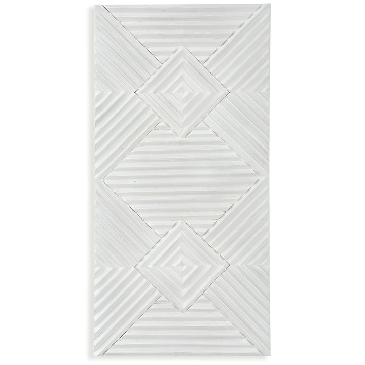 WHITE GEOMETRIC CARVED WOOD WALL PANEL