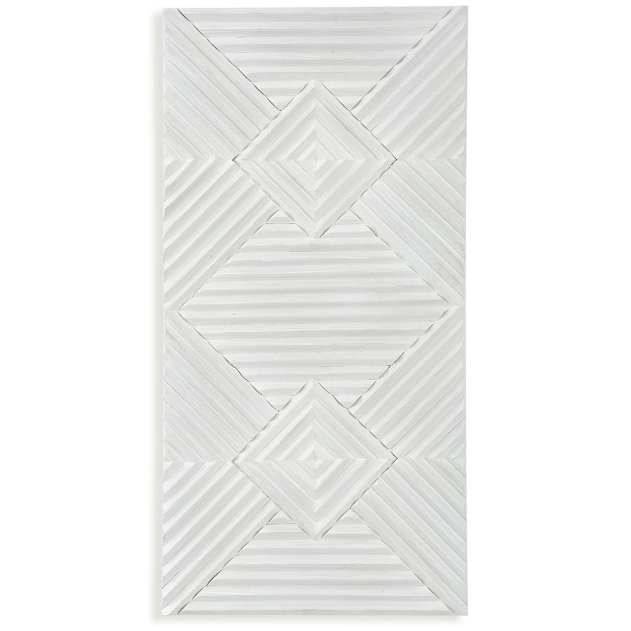 WHITE GEOMETRIC CARVED WOOD WALL PANEL