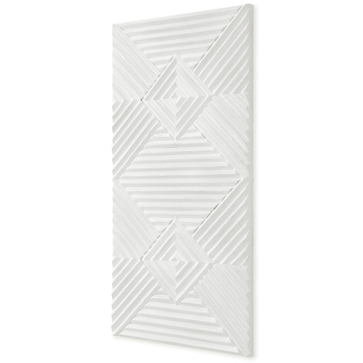 WHITE GEOMETRIC CARVED WOOD WALL PANEL