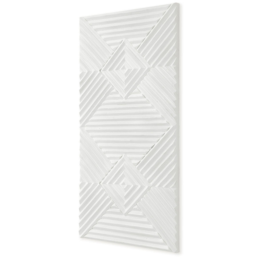 WHITE GEOMETRIC CARVED WOOD WALL PANEL