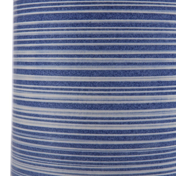 WHITE + INDIGO STRIPED CERAMIC TABLE LAMP