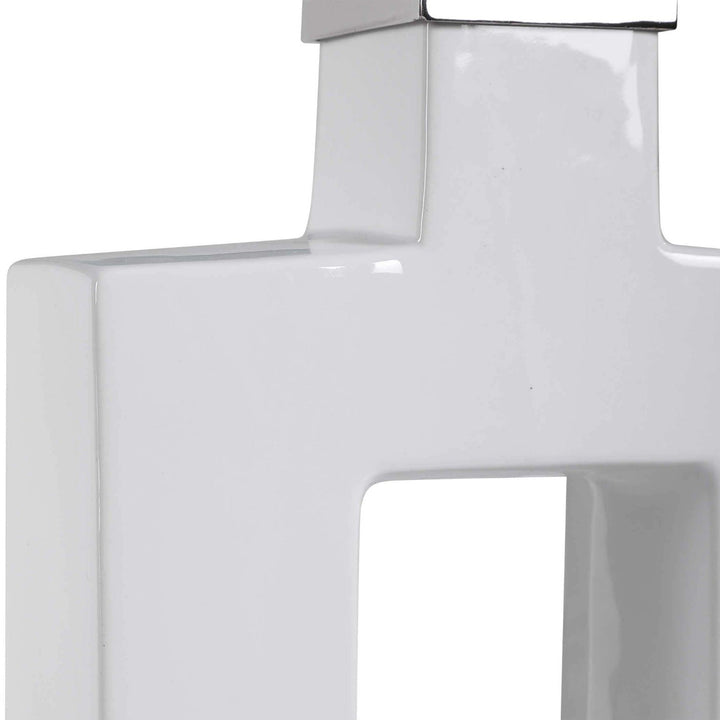 WHITE OPEN RECTANGULAR CERAMIC LAMP