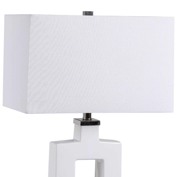 WHITE OPEN RECTANGULAR CERAMIC LAMP