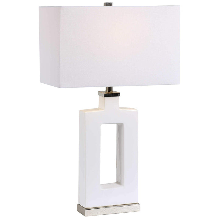 WHITE OPEN RECTANGULAR CERAMIC LAMP