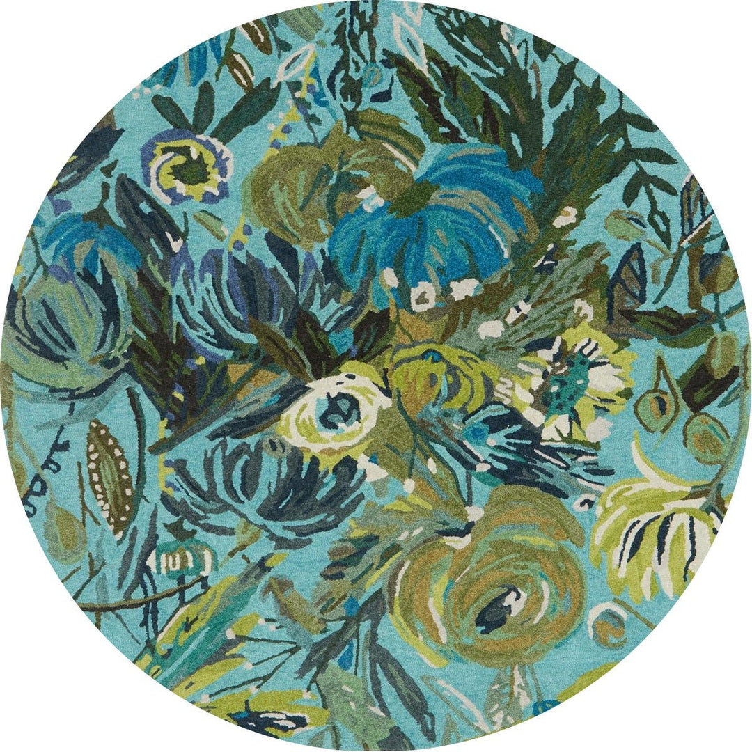 WILD BLOOM WOOL RUG: AQUA, GREEN