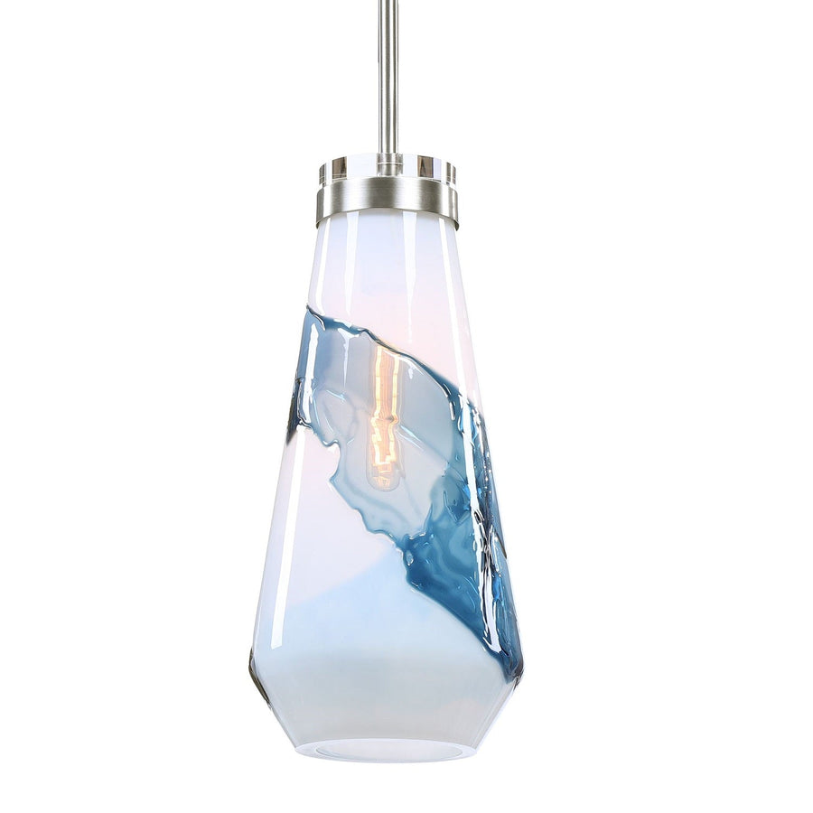 WINDSWEPT BLUE + WHITE GLASS PENDANT