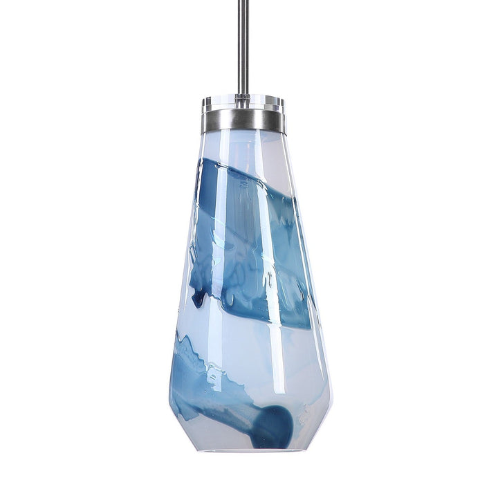 WINDSWEPT BLUE + WHITE GLASS PENDANT