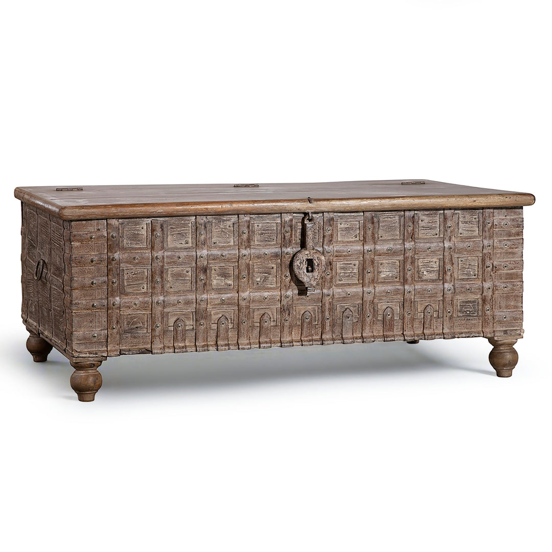 WOODEN PITARA BOX TRUNK BENCH