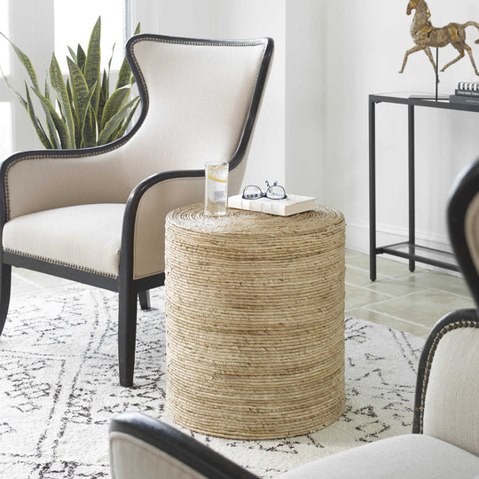 WOVEN BANANA LEAF ACCENT TABLE