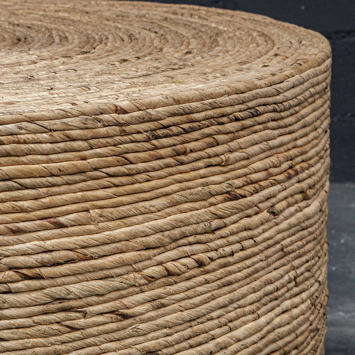 WOVEN BANANA LEAF ROUND COFFEE TABLE