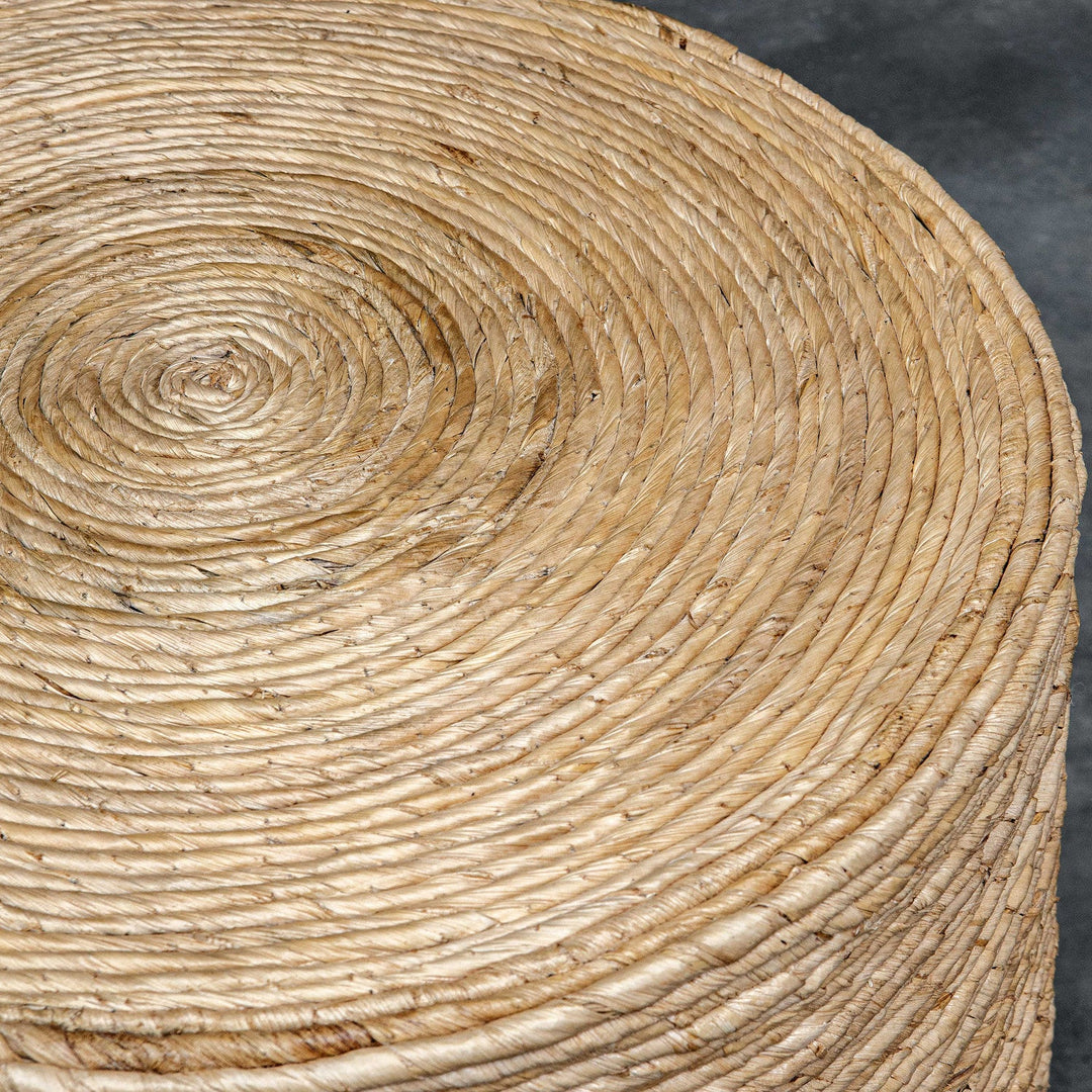 WOVEN BANANA LEAF ROUND COFFEE TABLE