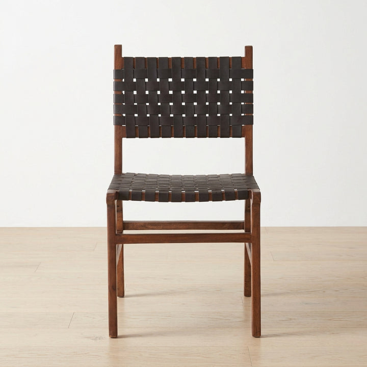 LISBON WOVEN LEATHER DINING CHAIRS | SET OF 2