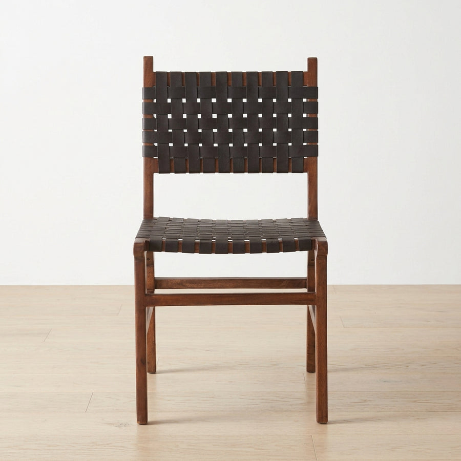 LISBON WOVEN LEATHER DINING CHAIRS | SET OF 2