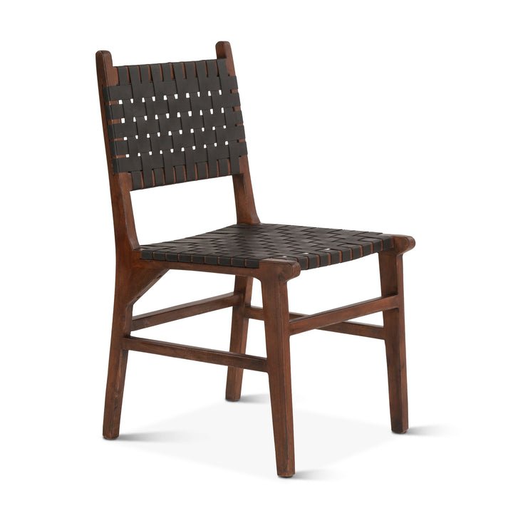 LISBON WOVEN LEATHER DINING CHAIRS | SET OF 2