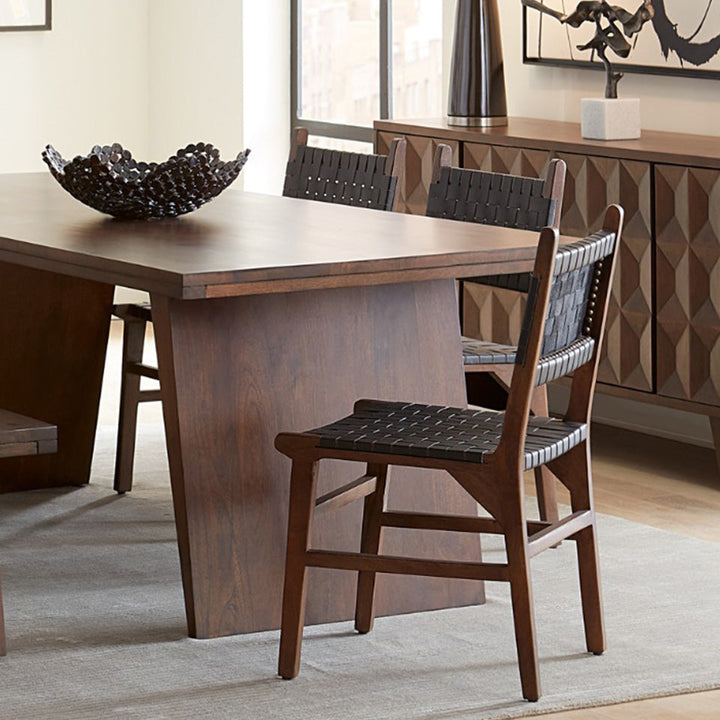 LISBON WOVEN LEATHER DINING CHAIRS | SET OF 2