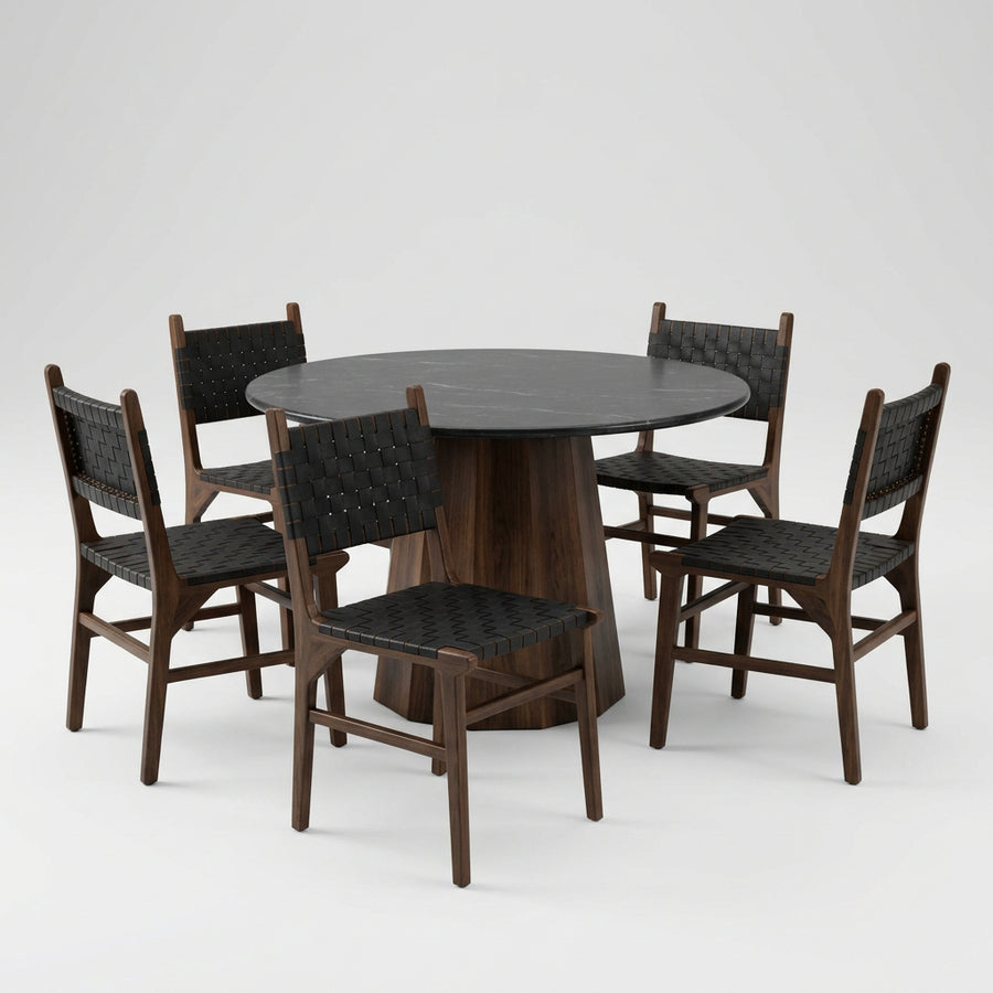LISBON WOVEN LEATHER DINING CHAIRS | SET OF 2