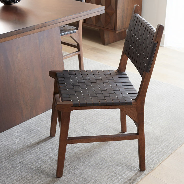LISBON WOVEN LEATHER DINING CHAIRS | SET OF 2