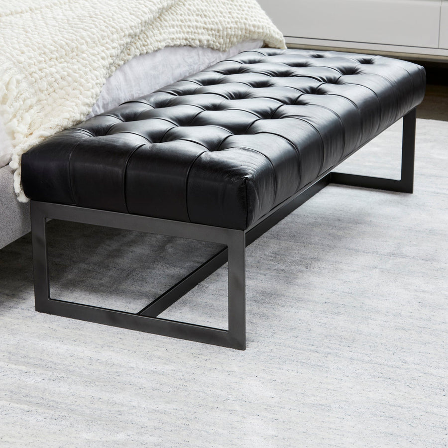 WYATT BLACK LEATHER BEDROOM BENCH