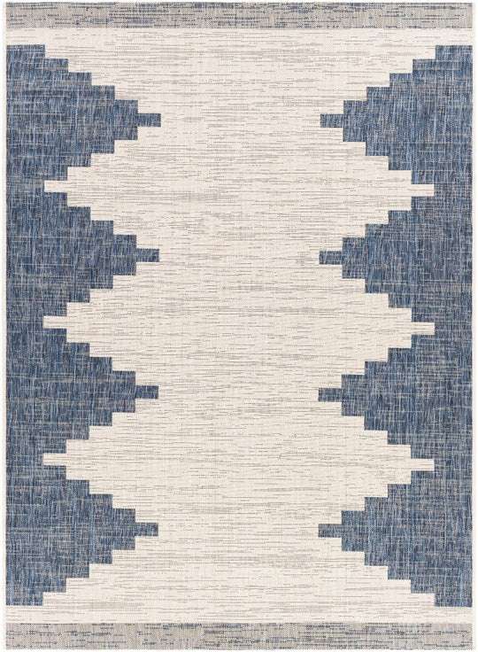 YASSA OUTDOOR RUG: BLUE + WHITE