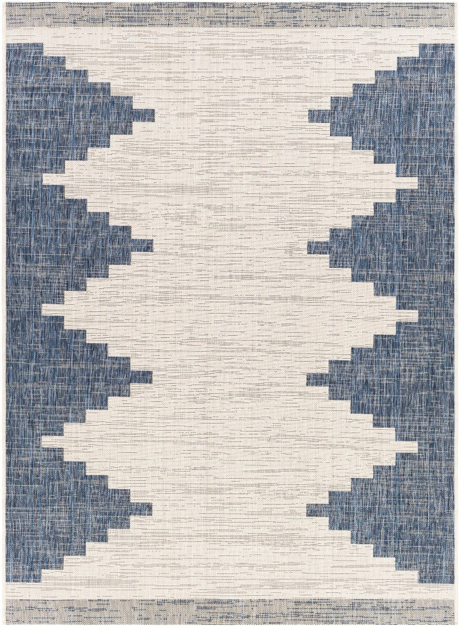 YASSA OUTDOOR RUG: BLUE + WHITE