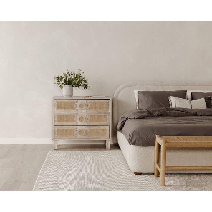 YOKO KNOLL NATURAL BOUCLÉ UPHOLSTERED BED