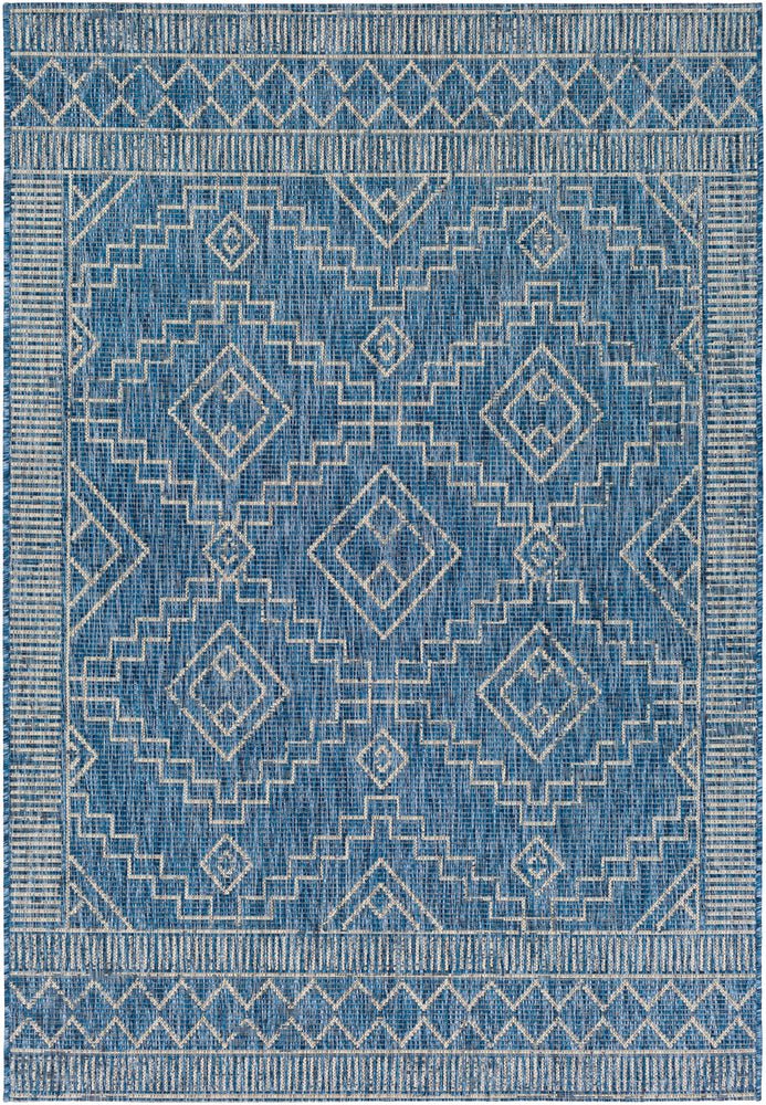 YONI OUTDOOR RUG: BLUE + WHITE