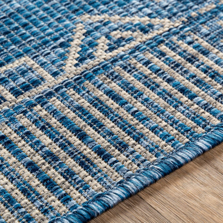 YONI OUTDOOR RUG: BLUE + WHITE