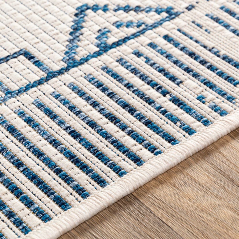 YONI OUTDOOR RUG: BLUE + WHITE