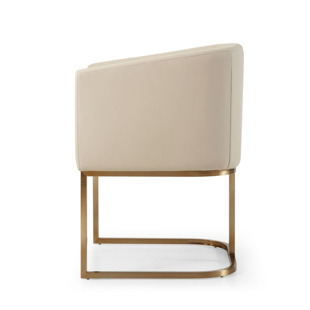 YUKON BEIGE LEATHERETTE & BRASS DINING CHAIR