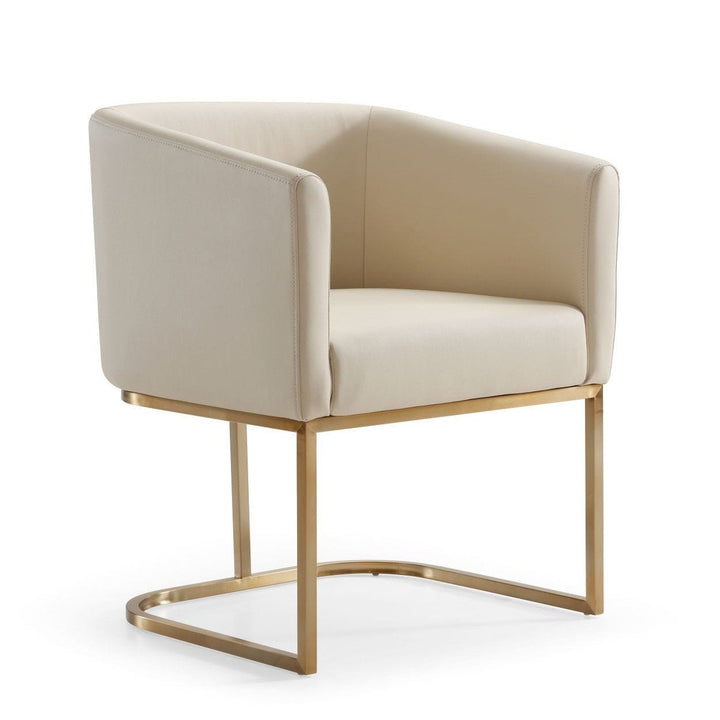 YUKON BEIGE LEATHERETTE & BRASS DINING CHAIR