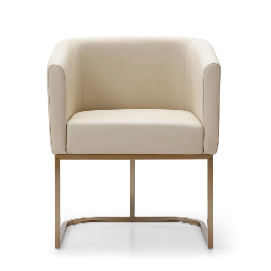 YUKON BEIGE LEATHERETTE & BRASS DINING CHAIR