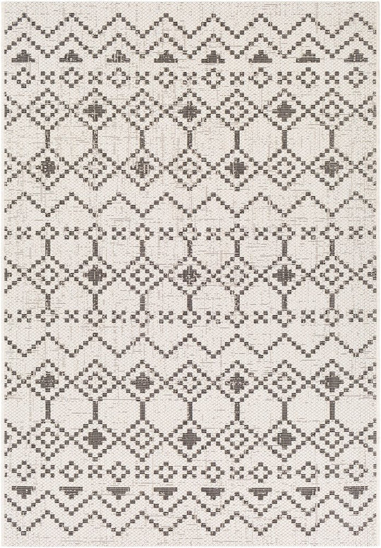 YUMA OUTDOOR RUG: BLACK + WHITE