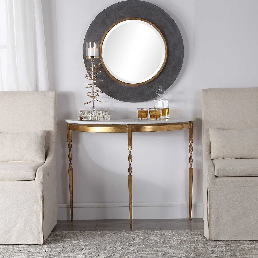 ZELLA MARBLE TOP DEMILUNE CONSOLE