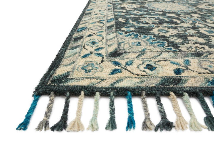 ZHARAH 02 HOOKED WOOL RUG: TEAL