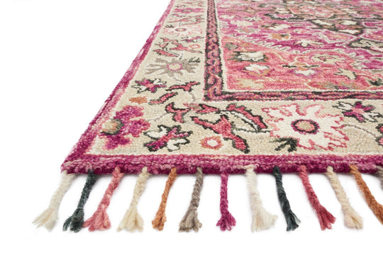 ZHARAH 05 HOOKED WOOL RUG: RASPBERRY