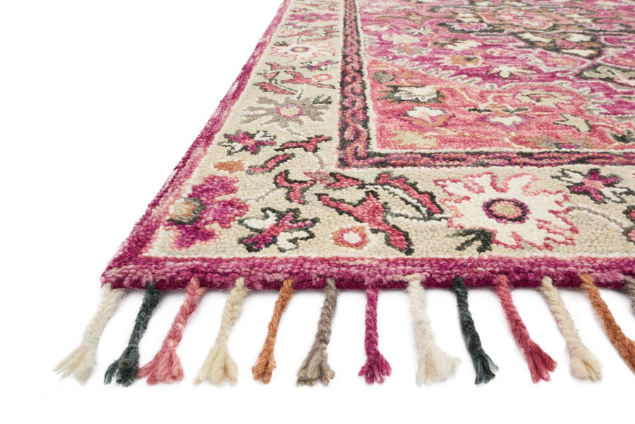 ZHARAH 05 HOOKED WOOL RUG: RASPBERRY