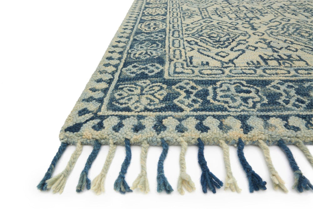 ZHARAH 09 HOOKED WOOL RUG: MIST, BLUE