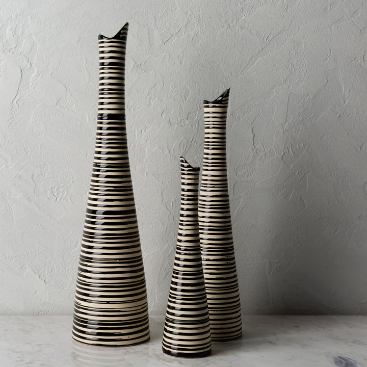 ZULU STRIPED CERAMIC VASES | SET OF 3