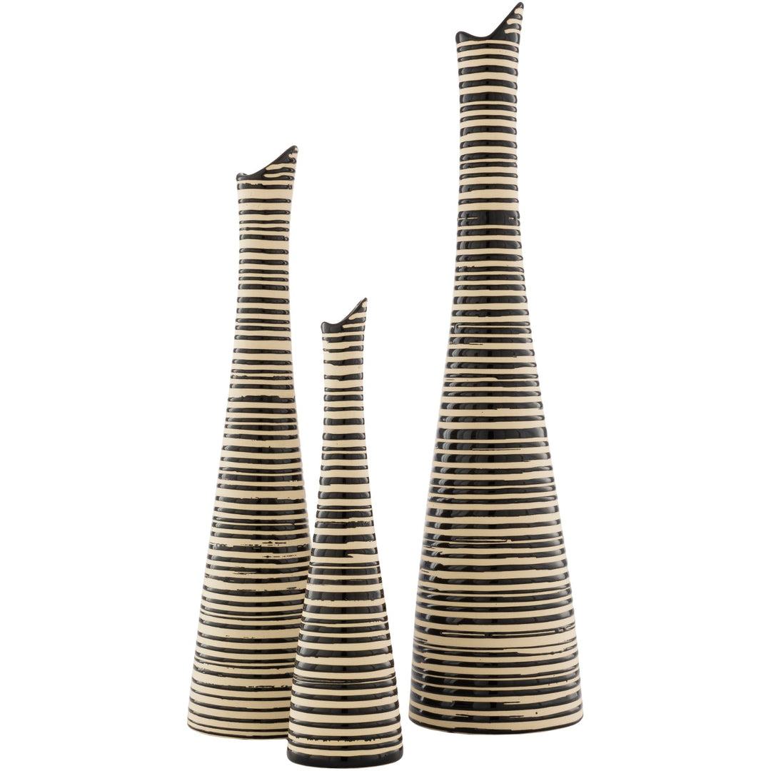 ZULU STRIPED CERAMIC VASES | SET OF 3