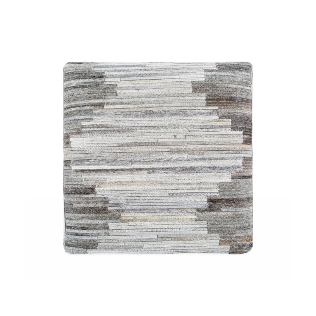 ZUMA HAIR ON HIDE PATCHWORK OTTOMAN