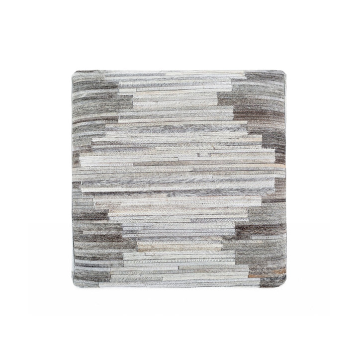 ZUMA HAIR ON HIDE PATCHWORK OTTOMAN