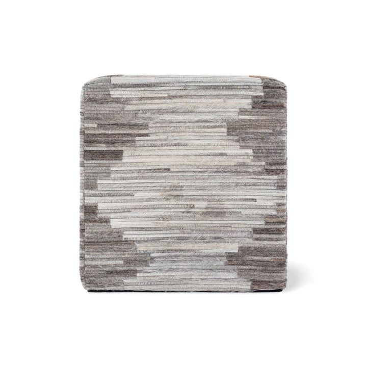 ZUMA HAIR ON HIDE PATCHWORK OTTOMAN