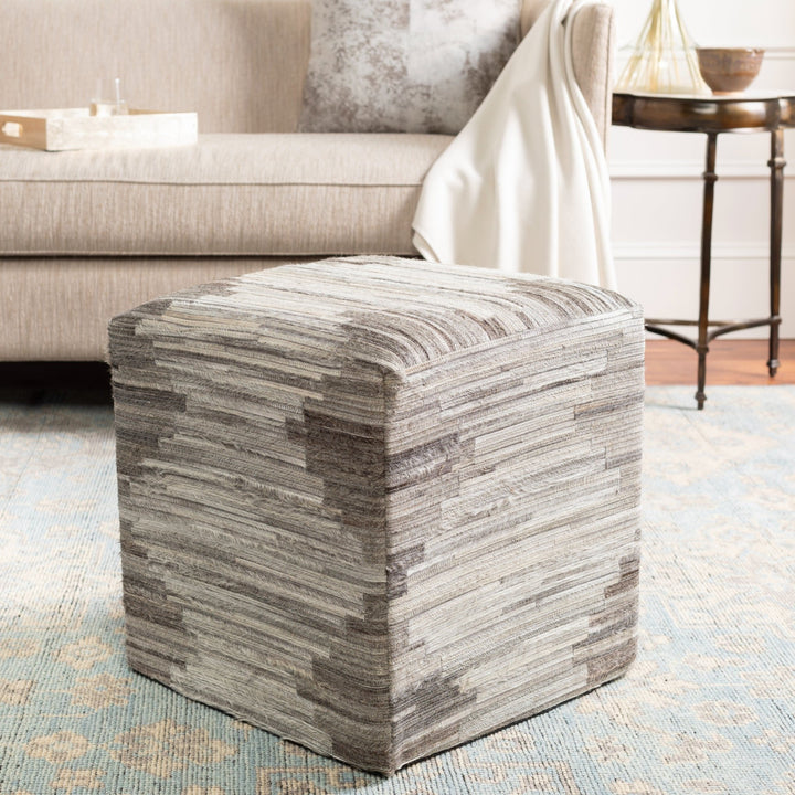 ZUMA HAIR ON HIDE PATCHWORK OTTOMAN