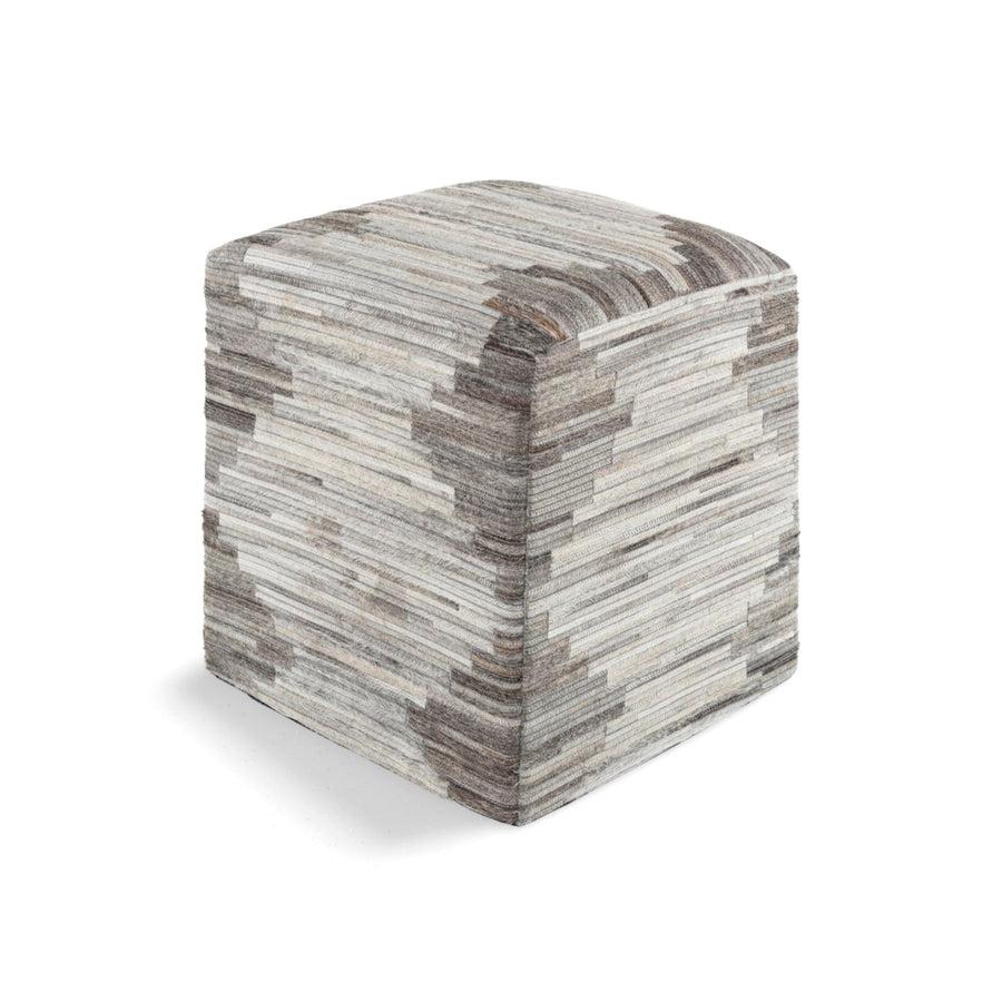 ZUMA HAIR ON HIDE PATCHWORK OTTOMAN