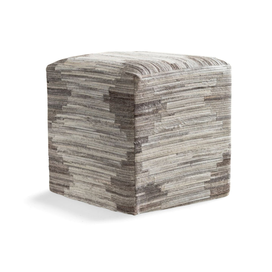 ZUMA HAIR ON HIDE PATCHWORK OTTOMAN